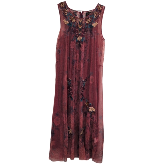 NWOT Johnny Was Biya Krioh Mesh Dress Red Medium - Picture 3 of 8